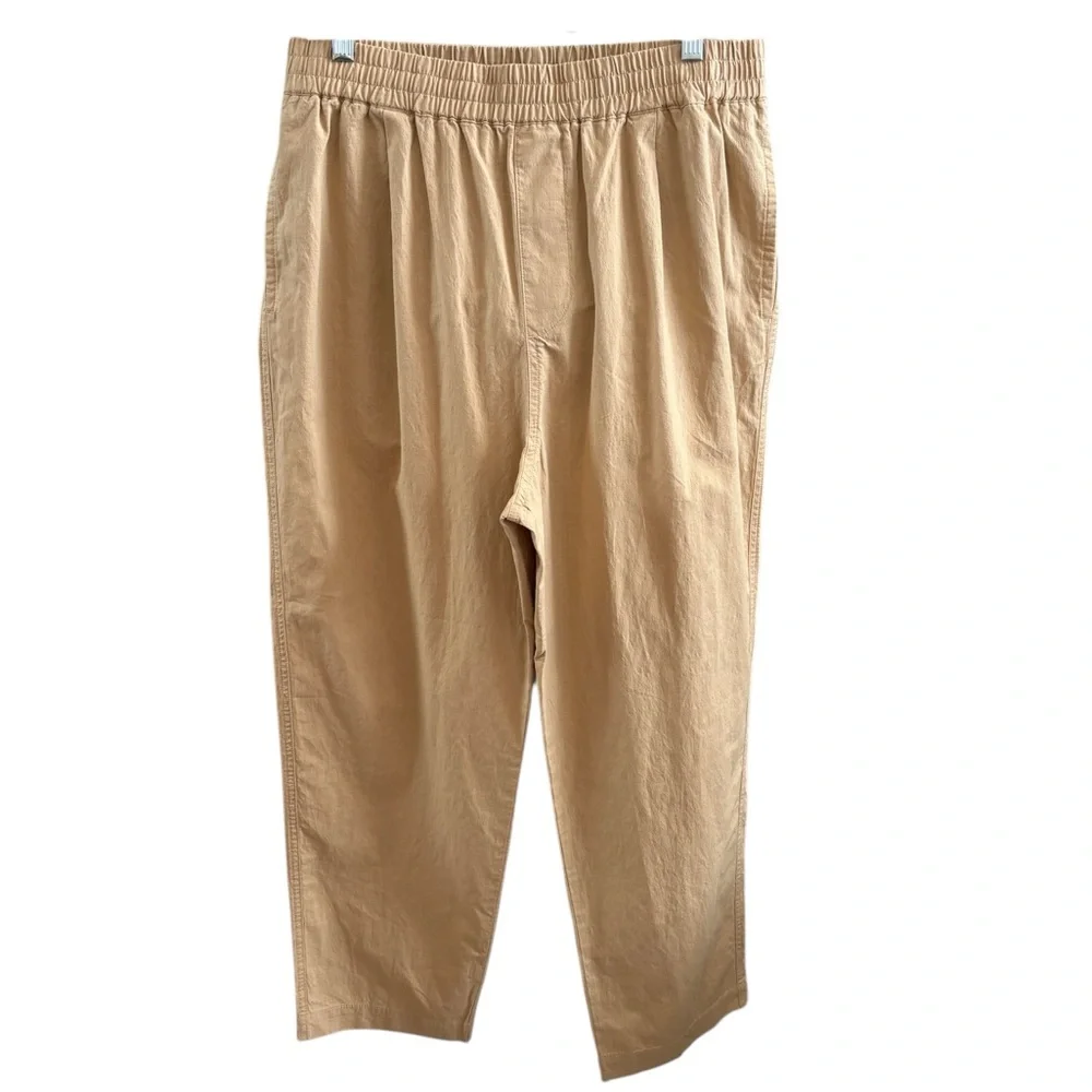 COS Tan/Khaki Elasticated Trousers in Cotton/Linen Blend Size M. NWT